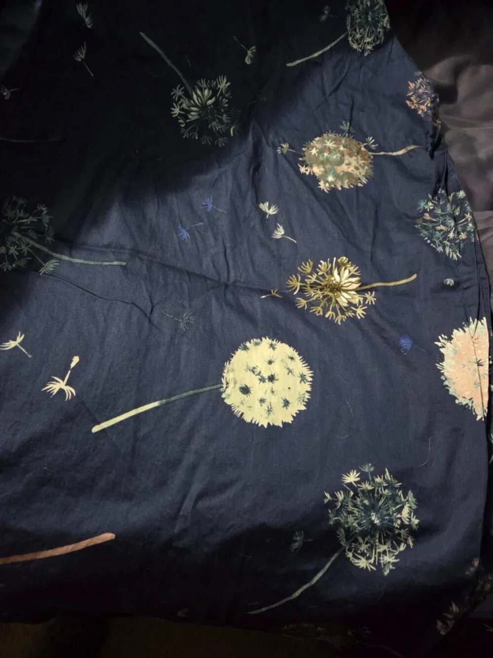 SouthShore Fine Linens King Duvet Cover Set Floral Dandelion Navy Blue 3 Pc